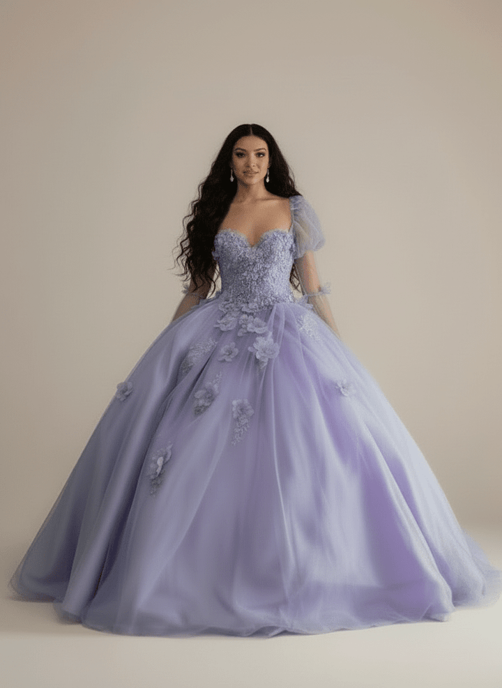 Strapless Puff Sleeve Ball Gown by Calla SCL-30009