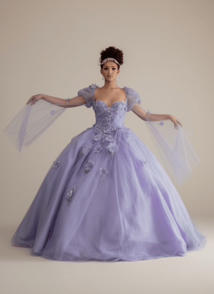 Strapless Puff Sleeve Ball Gown by Calla SCL-30009