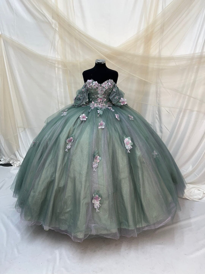 Strapless Puff Sleeve Ball Gown by Calla SCL-30009