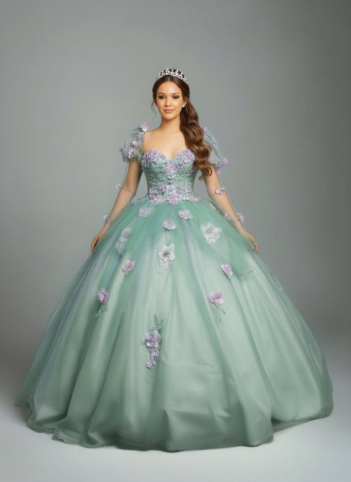 Strapless Puff Sleeve Ball Gown by Calla SCL-30009