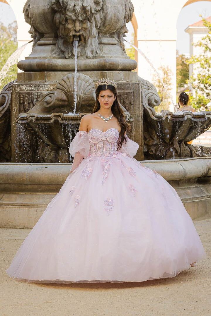 Strapless Puff Sleeve Ball Gown by Petite Adele PQ1037