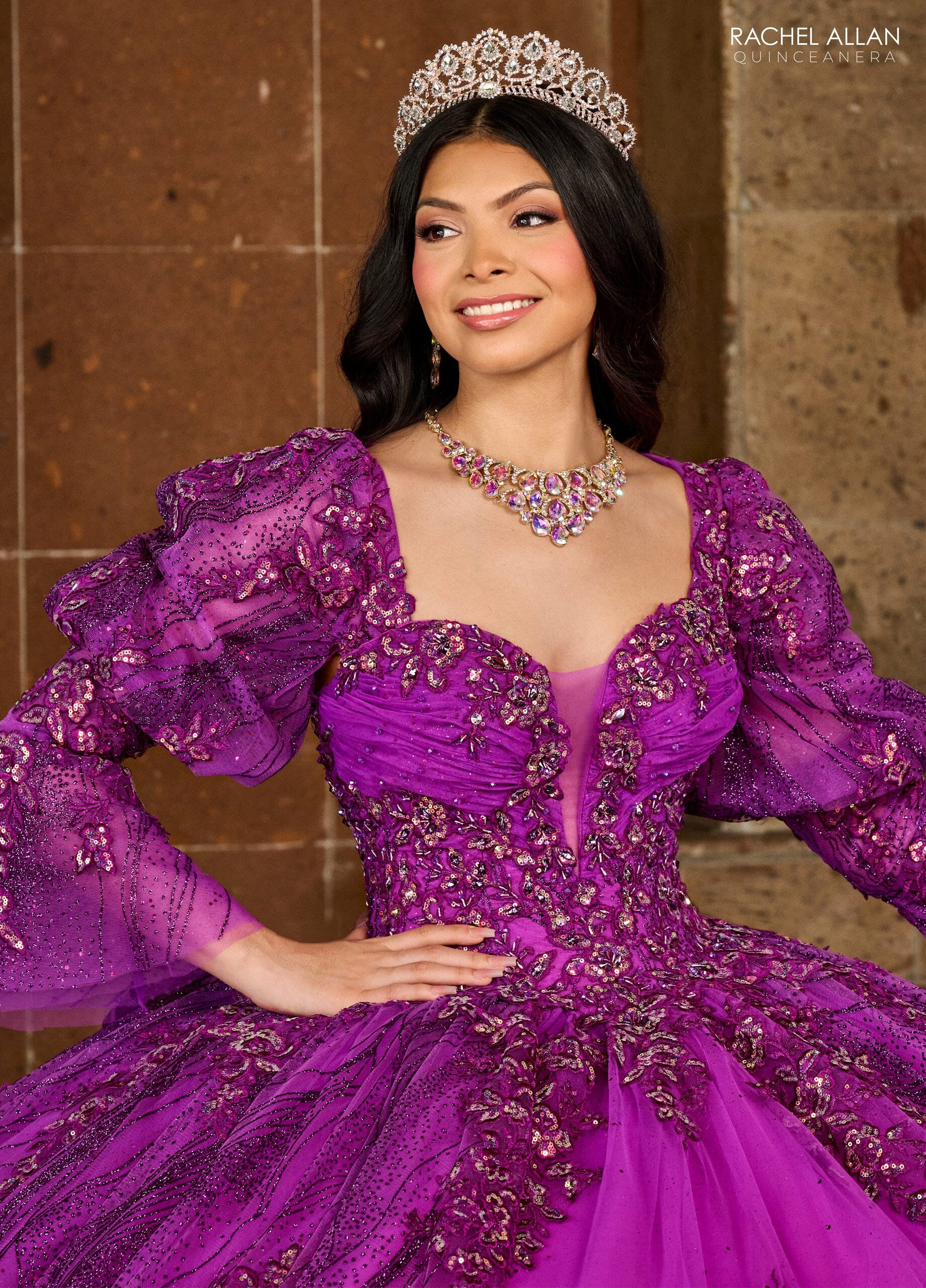Strapless Puff Sleeve Quinceanera Dress by Rachel Allan RQ1135