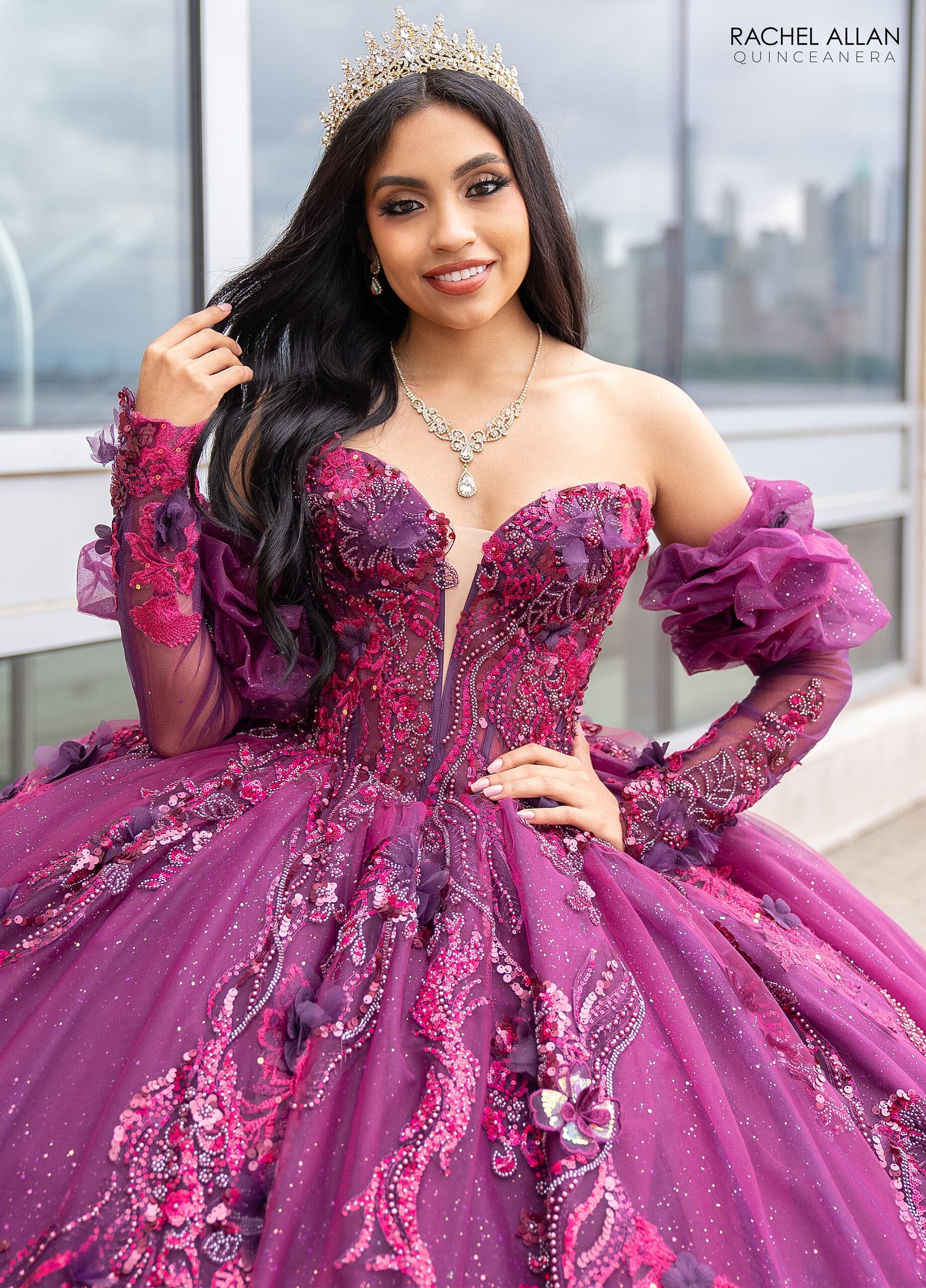 Strapless Puff Sleeve Quinceanera Dress by Rachel Allan Strapless Puff Sleeve Quinceanera Dress by Rachel Allan