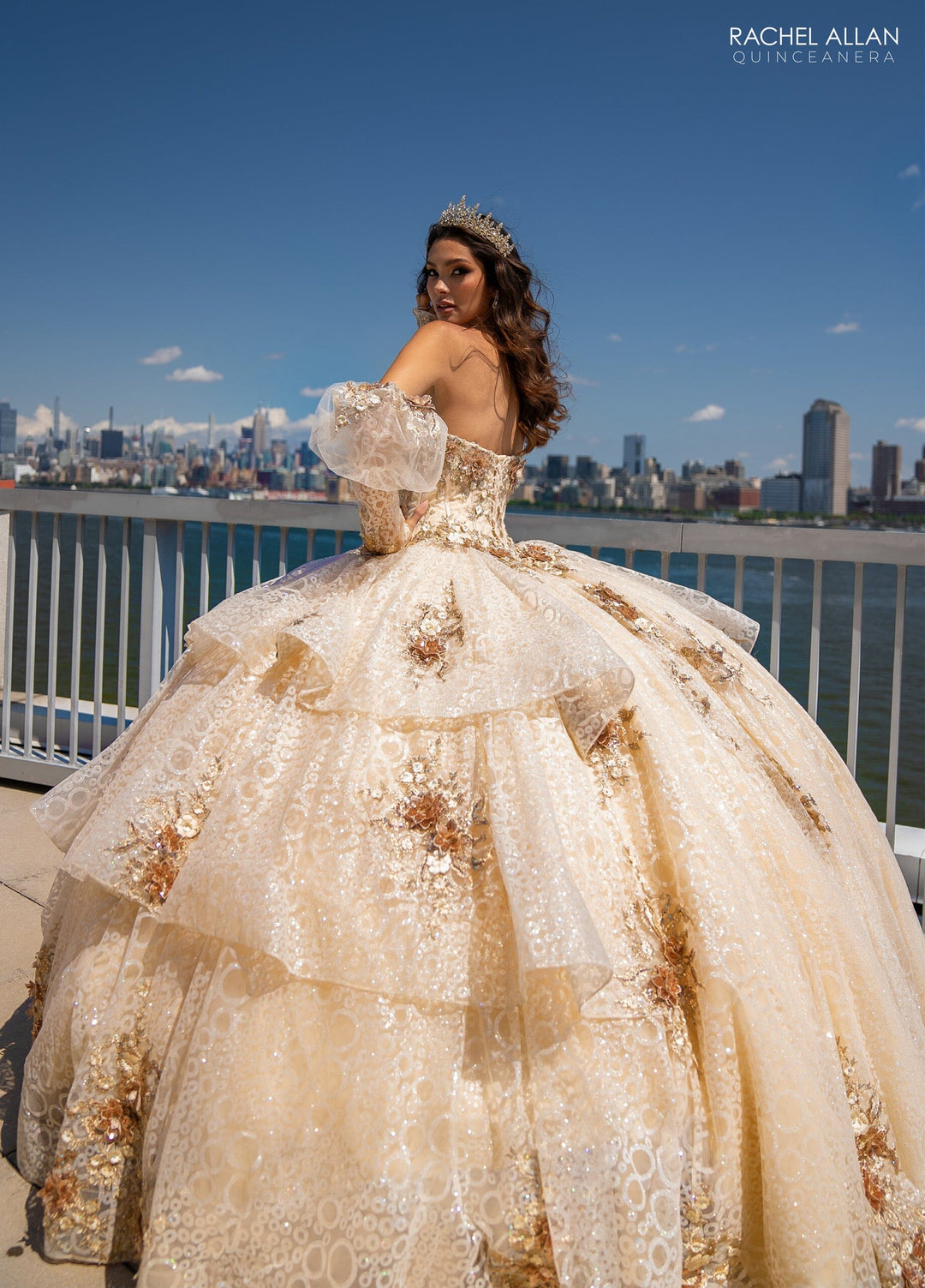 Strapless Puff Sleeve Quinceanera Dress by Rachel Allan RQ2191
