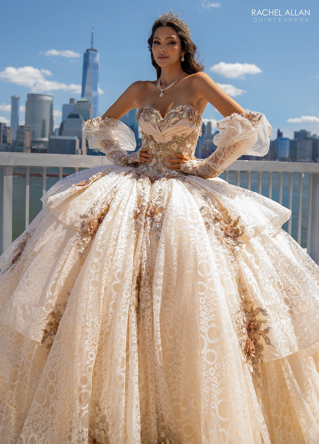 Strapless Puff Sleeve Quinceanera Dress by Rachel Allan RQ2191