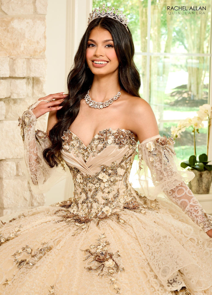 Strapless Puff Sleeve Quinceanera Dress by Rachel Allan RQ2191