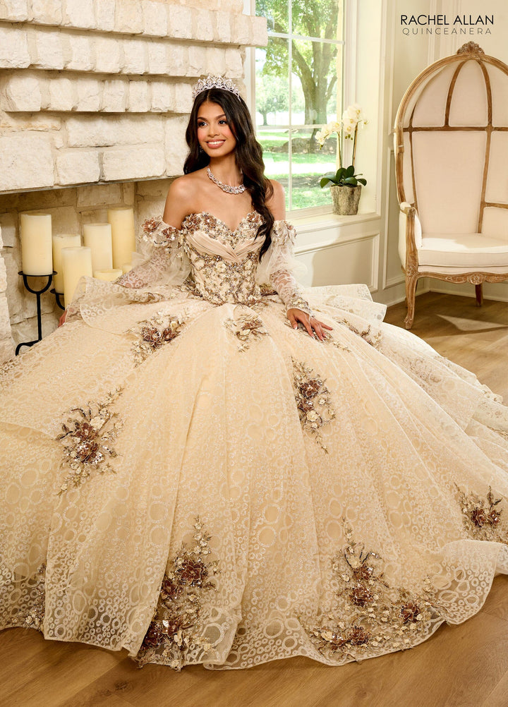 Strapless Puff Sleeve Quinceanera Dress by Rachel Allan RQ2191