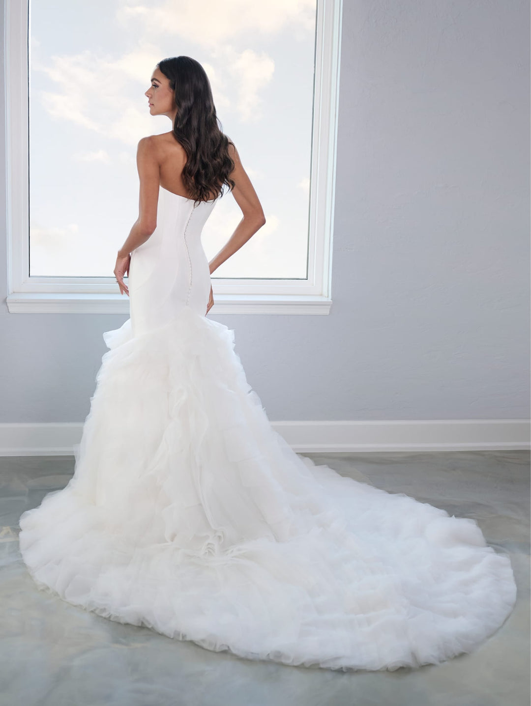 Strapless Ruffled Wedding Gown by Adrianna Papell 31308