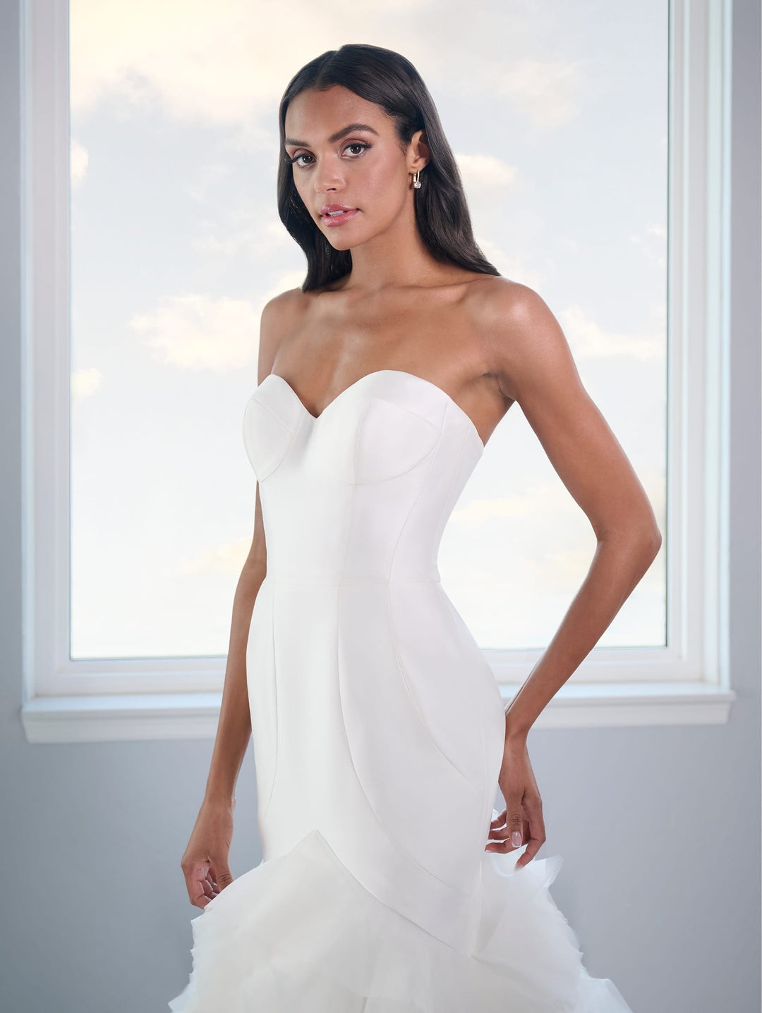 Strapless Ruffled Wedding Gown by Adrianna Papell 31308