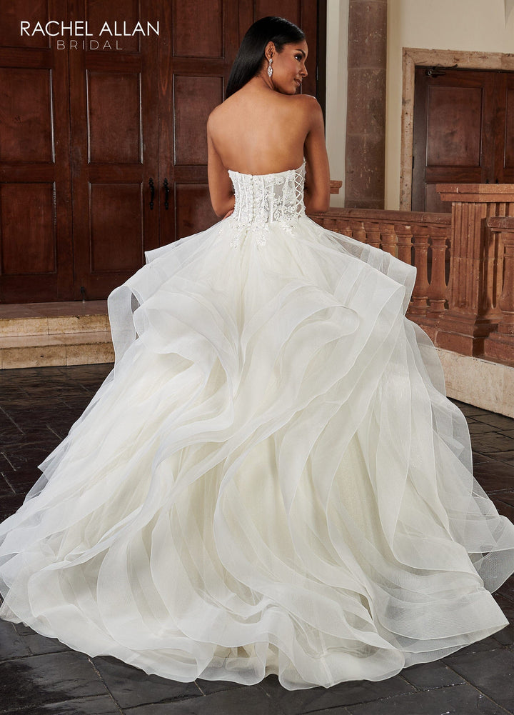 Strapless Ruffled Wedding Gown by Rachel Allan RB6119