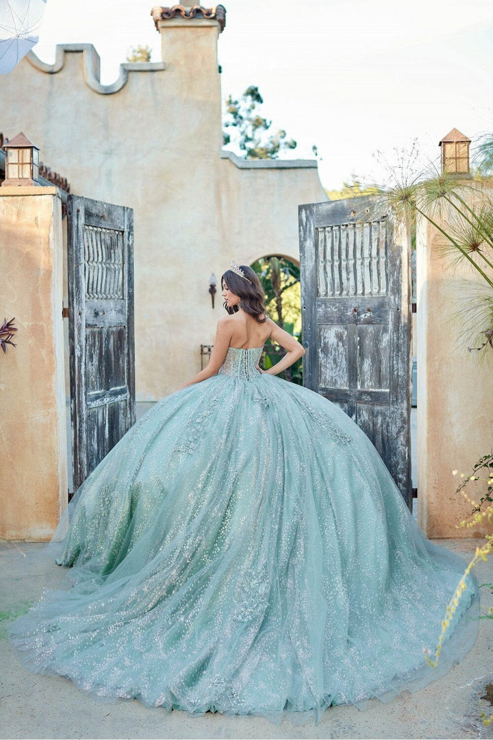 Strapless Sheer Corset Ball Gown by Petite Adele PQ1034