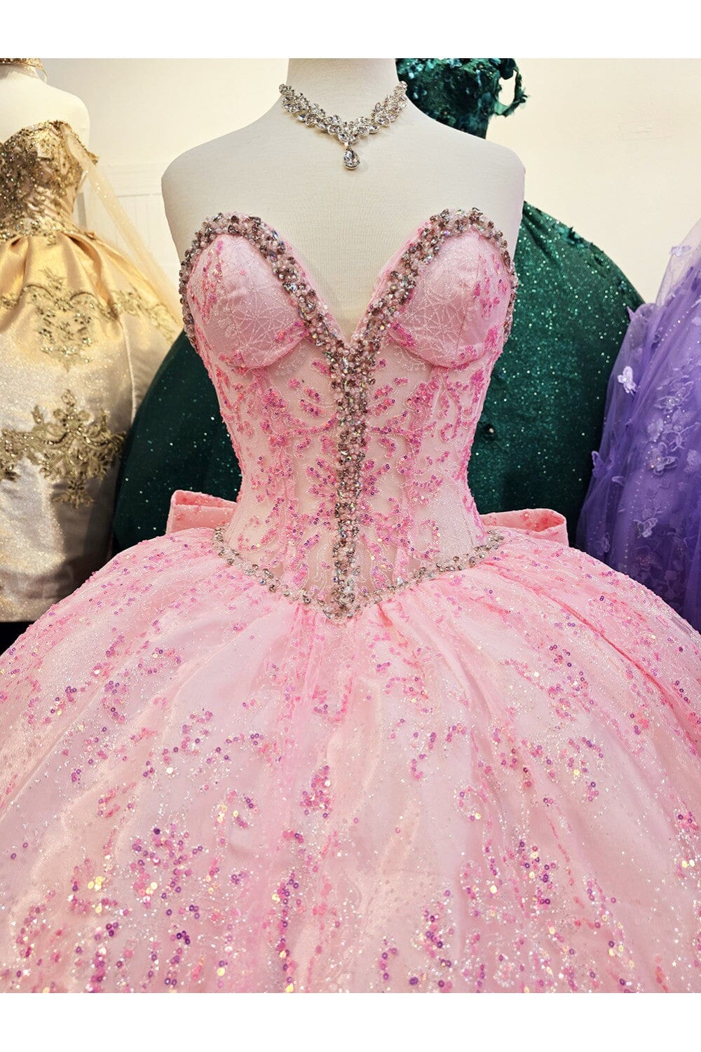 Strapless Sheer Corset Ball Gown by Petite Adele PQ1058