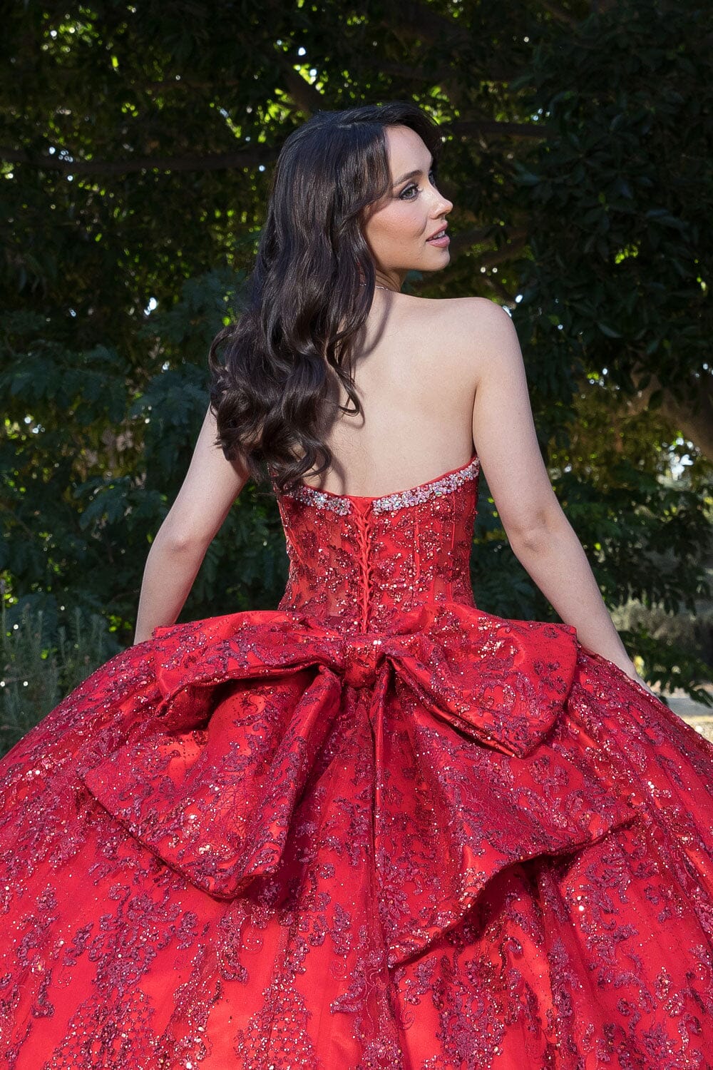Strapless Sheer Corset Ball Gown by Petite Adele PQ1058