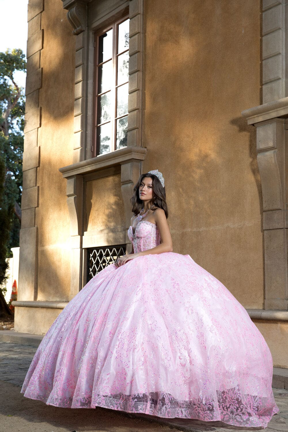 Strapless Sheer Corset Ball Gown by Petite Adele PQ1058