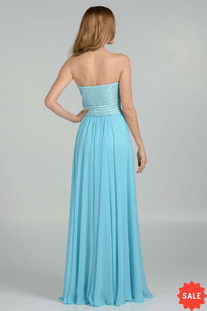 Strapless Sweetheart Gown with Sequined Top by Poly USA 7714