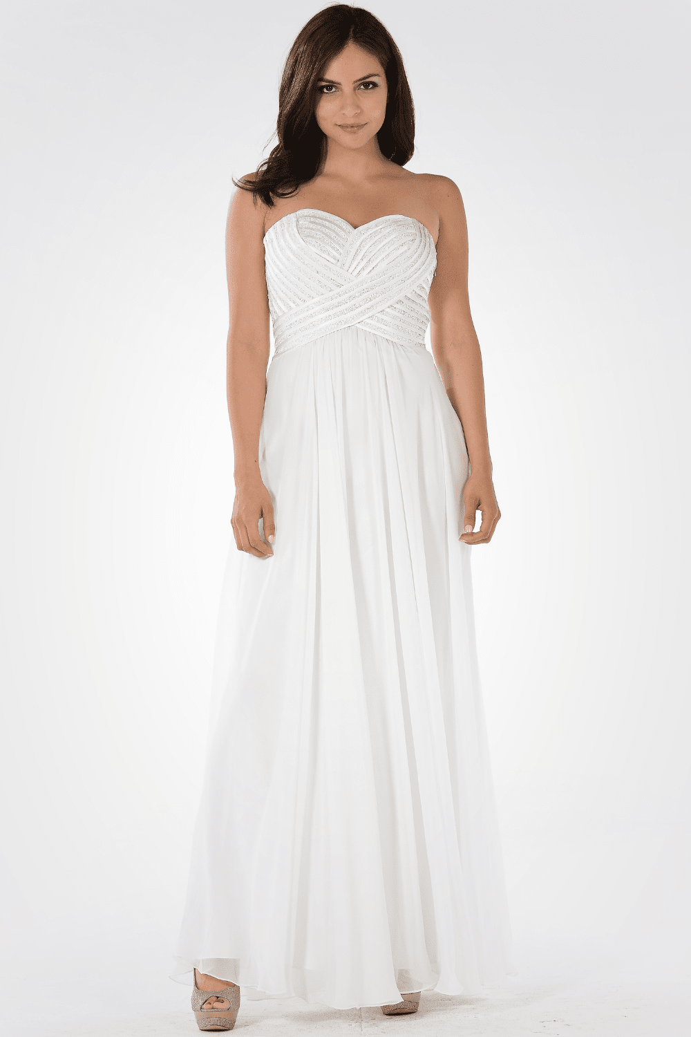 Strapless Sweetheart Gown with Sequined Top by Poly USA 7714