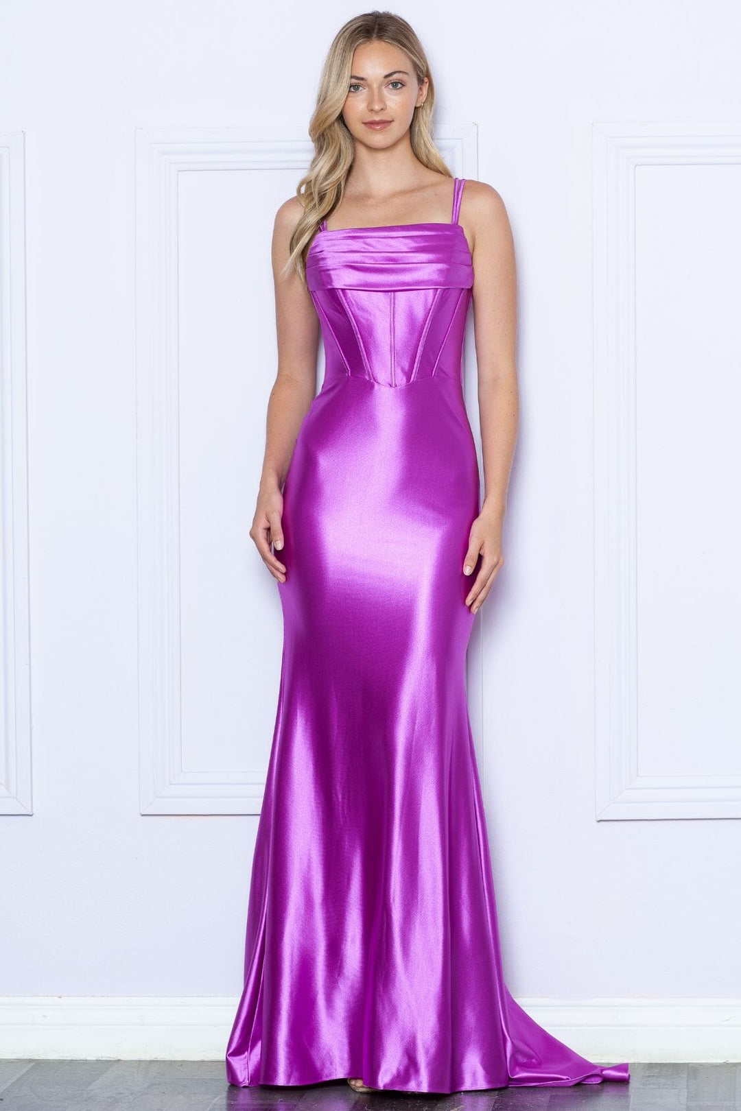 Strappy Back Corset Mermaid Gown by Poly USA 9258