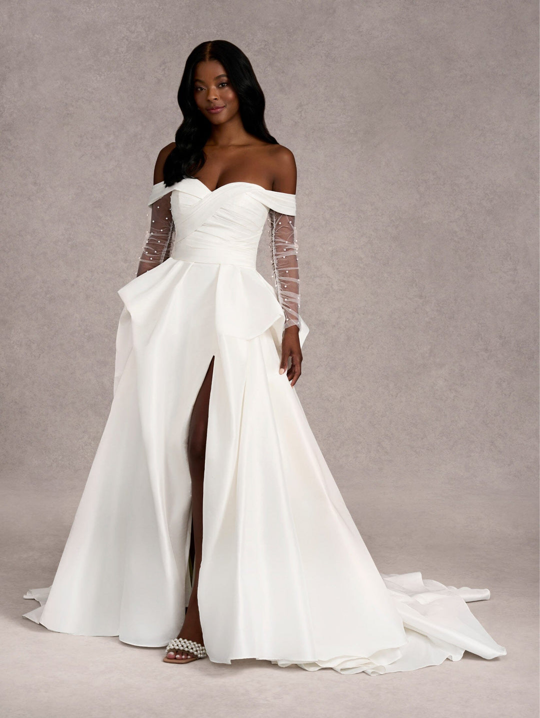 Taffeta Off Shoulder Wedding Gown by Adrianna Papell 31259