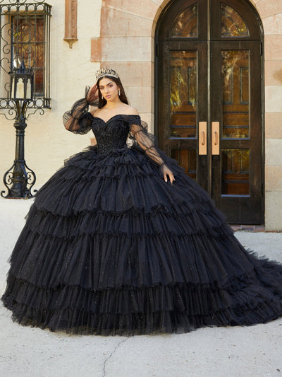 Tiered Puff Sleeve Quinceanera Dress by House of Wu 26068