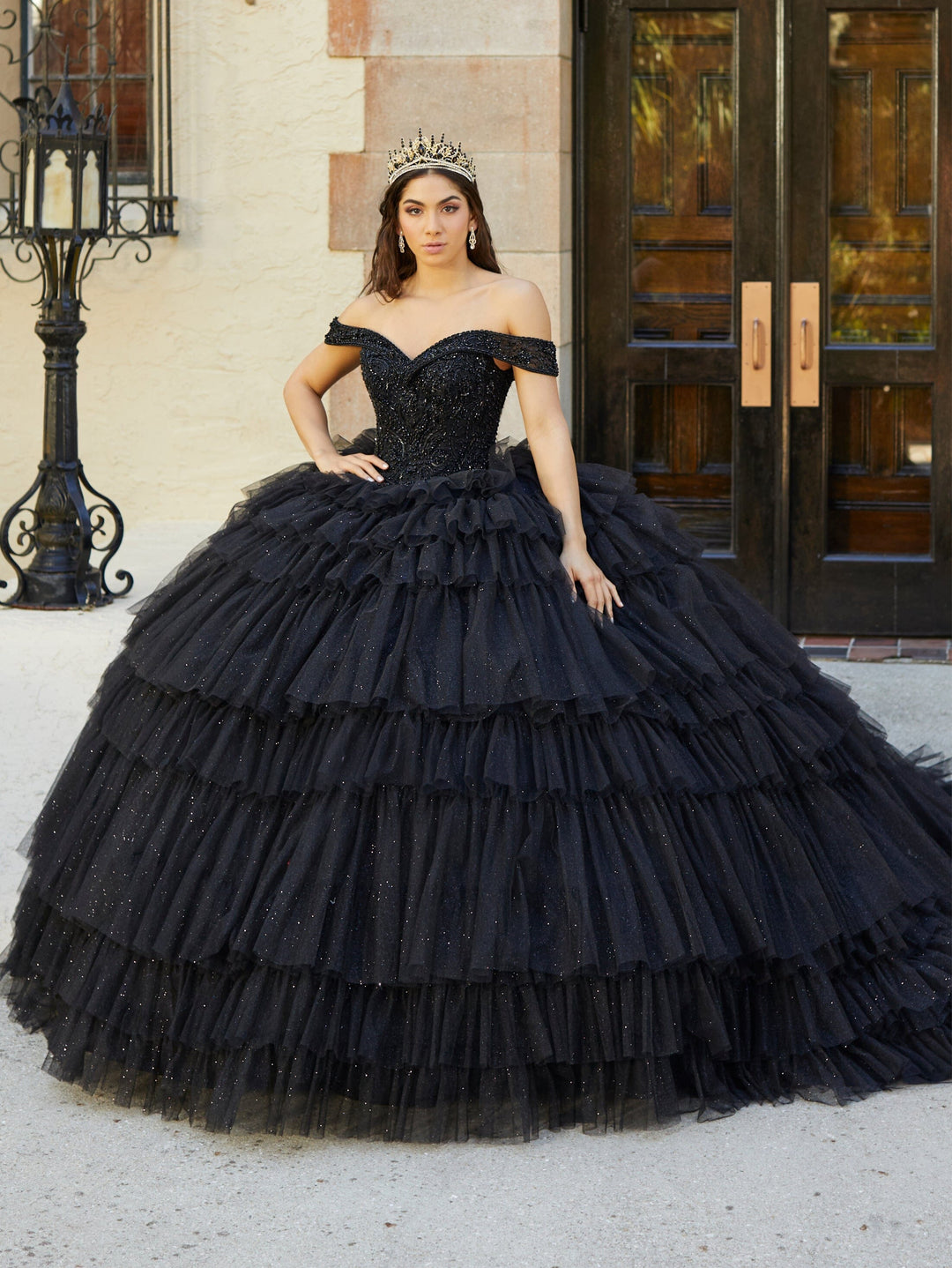 Tiered Puff Sleeve Quinceanera Dress by House of Wu 26068