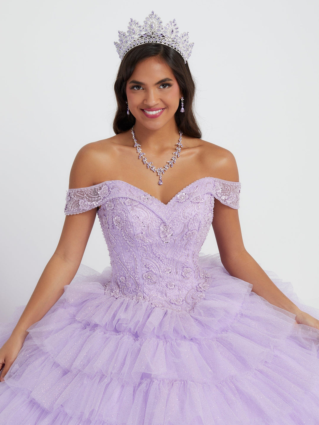 Tiered Puff Sleeve Quinceanera Dress by House of Wu 26068