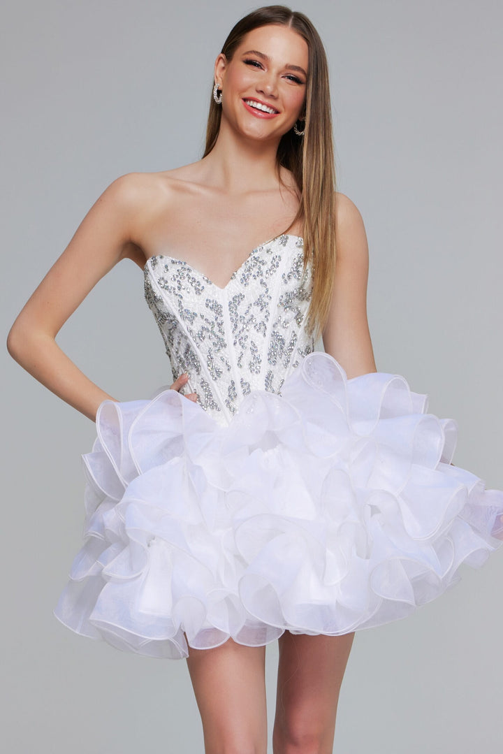 Tulle Short Strapless A-line Dress by Jovani 39932