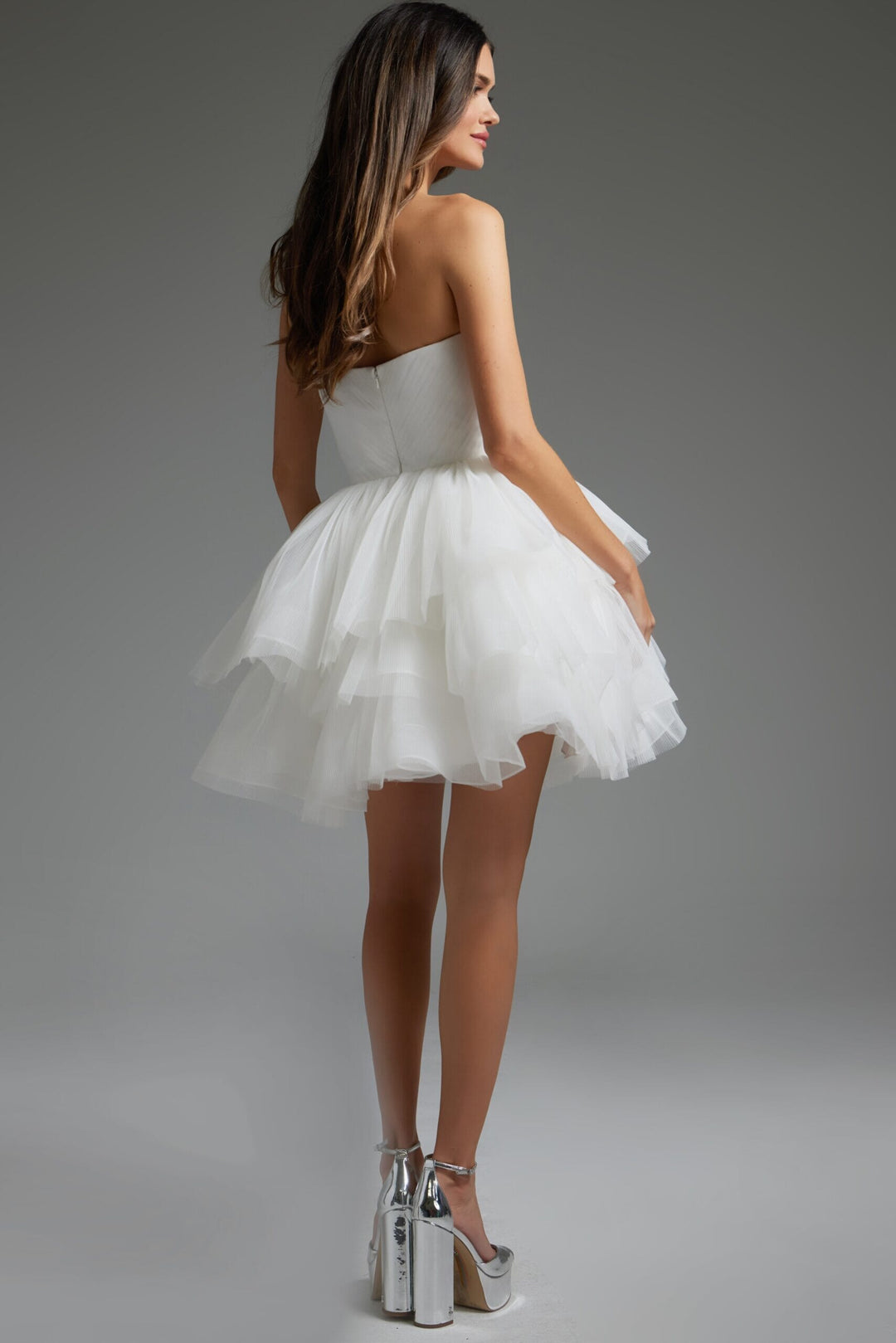 Tulle Short Strapless A-line Dress by Jovani 41054