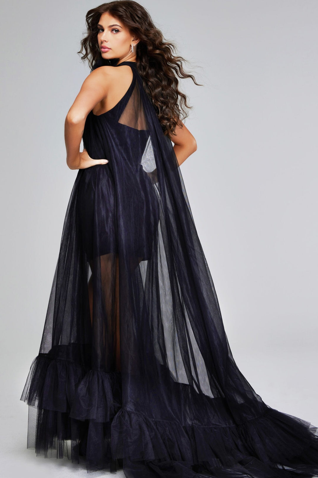 Tulle Sleeveless Sheer A-line Gown by Jovani 38720