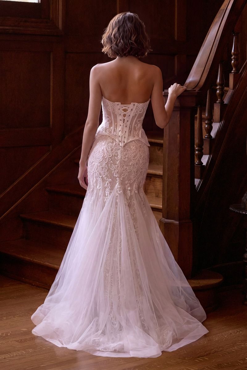 White Strapless Mermaid Dress by Ladivine WL091