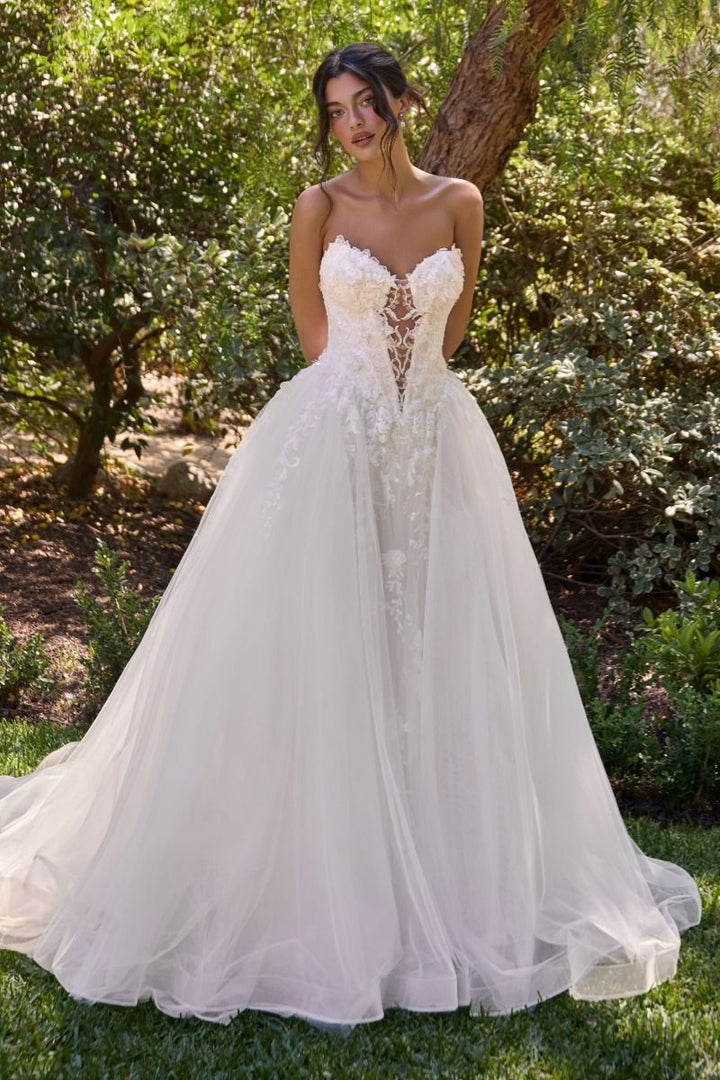 3D Floral Strapless Bridal Gown by Ladivine WL094