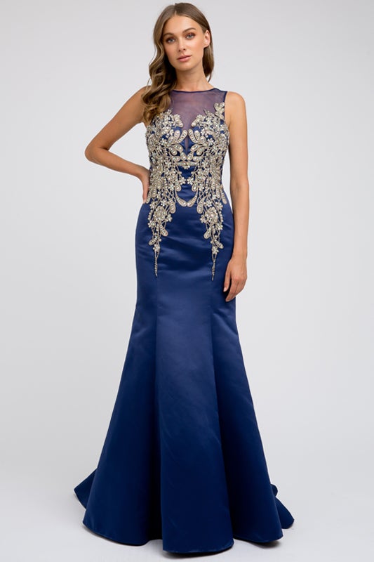 Embellished Sleeveless Mermaid Gown by Juliet 623