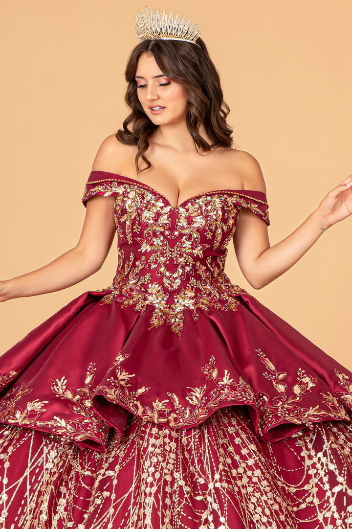 2 Piece Off Shoulder Satin Ball Gown by Elizabeth K GL3098