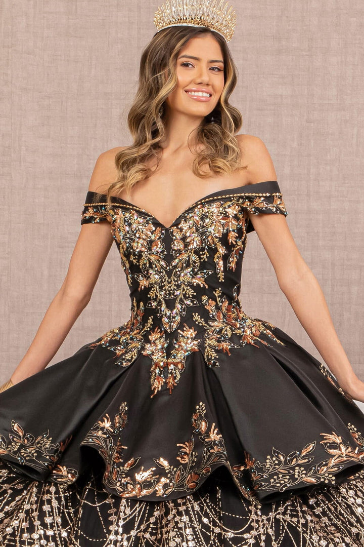 2 Piece Off Shoulder Satin Ball Gown by Elizabeth K GL3098