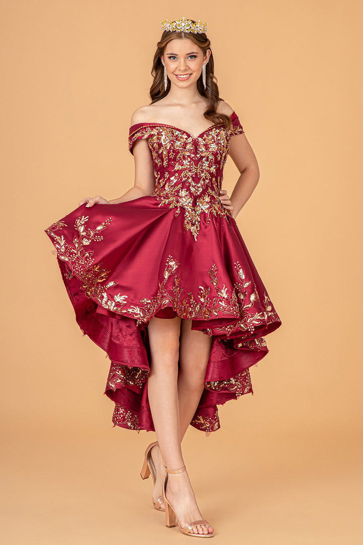 2 Piece Off Shoulder Satin Ball Gown by Elizabeth K GL3098