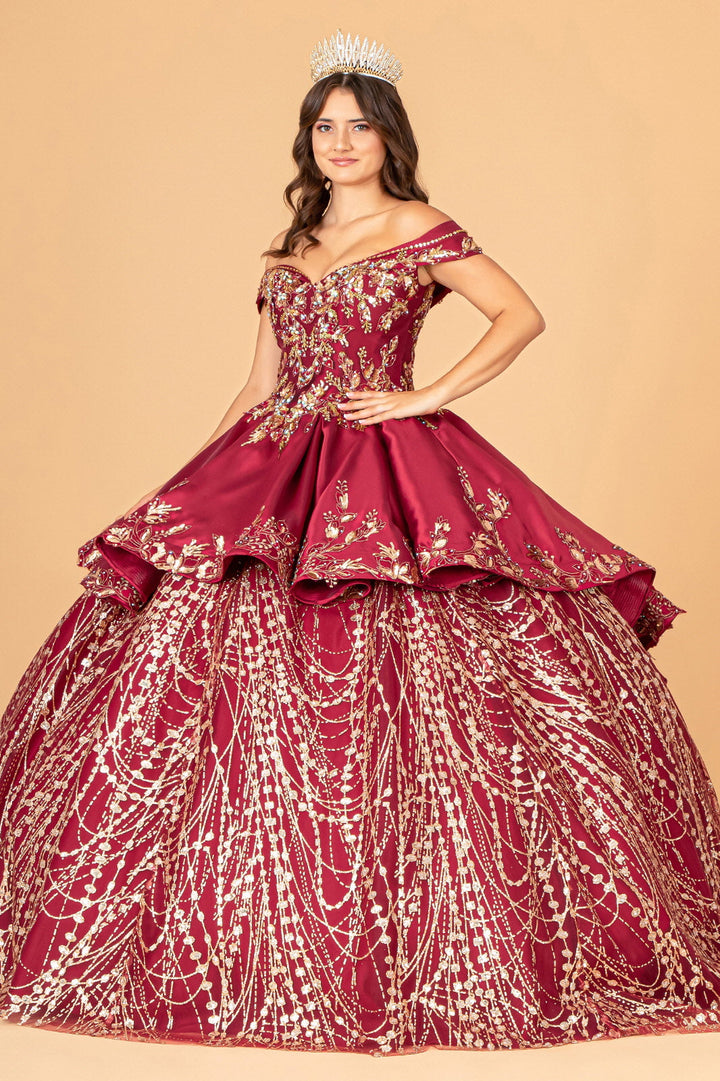 2 Piece Off Shoulder Satin Ball Gown by Elizabeth K GL3098