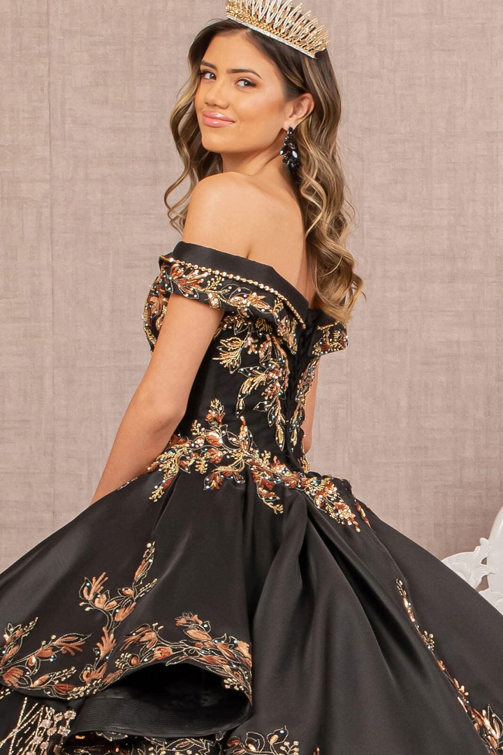 2 Piece Off Shoulder Satin Ball Gown by Elizabeth K GL3098