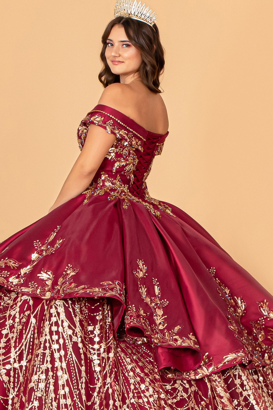 2 Piece Off Shoulder Satin Ball Gown by Elizabeth K GL3098