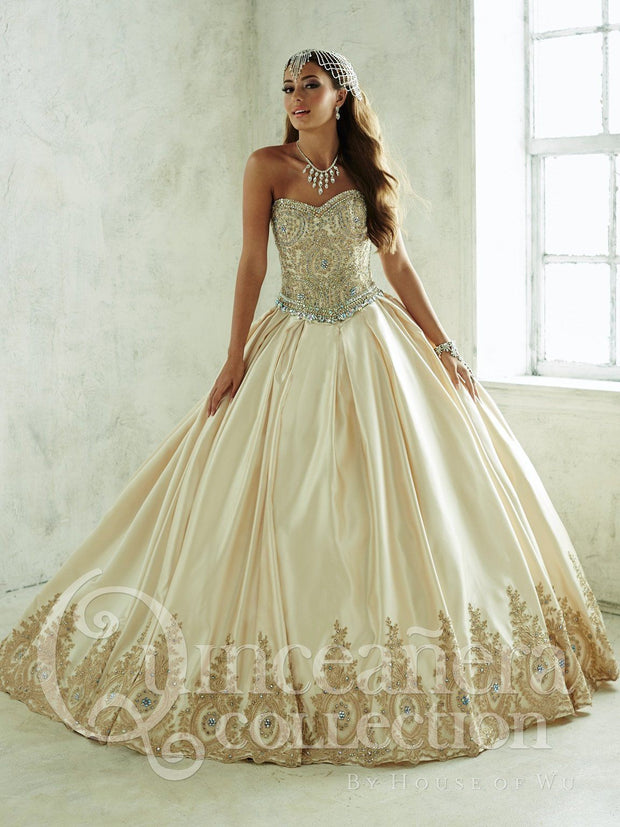 2 Piece Satin Strapless Quinceanera Dress by House of Wu 26826-Quinceanera Dresses-ABC Fashion