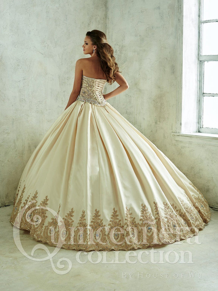 2 Piece Satin Strapless Quinceanera Dress by House of Wu 26826-Quinceanera Dresses-ABC Fashion