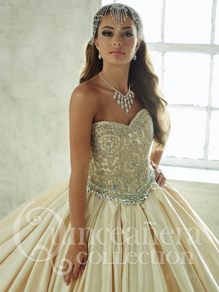 2 Piece Satin Strapless Quinceanera Dress by House of Wu 26826-Quinceanera Dresses-ABC Fashion