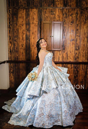 2 Piece Strapless Floral Print Quinceanera Dress by House of Wu 26947