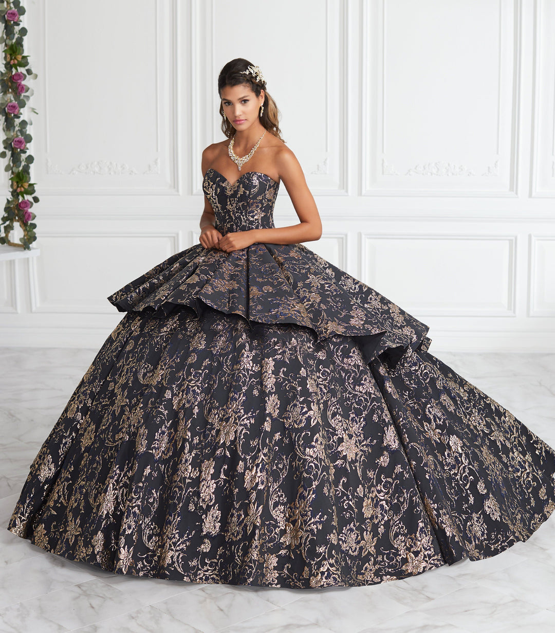 2 Piece Strapless Floral Print Quinceanera Dress by House of Wu 26947-Quinceanera Dresses-ABC Fashion