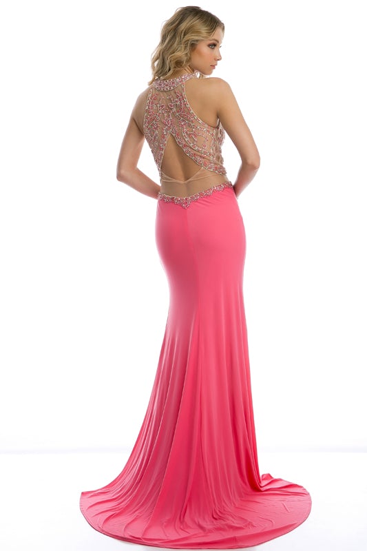Beaded Side Cutout Fitted Gown by Juliet 620