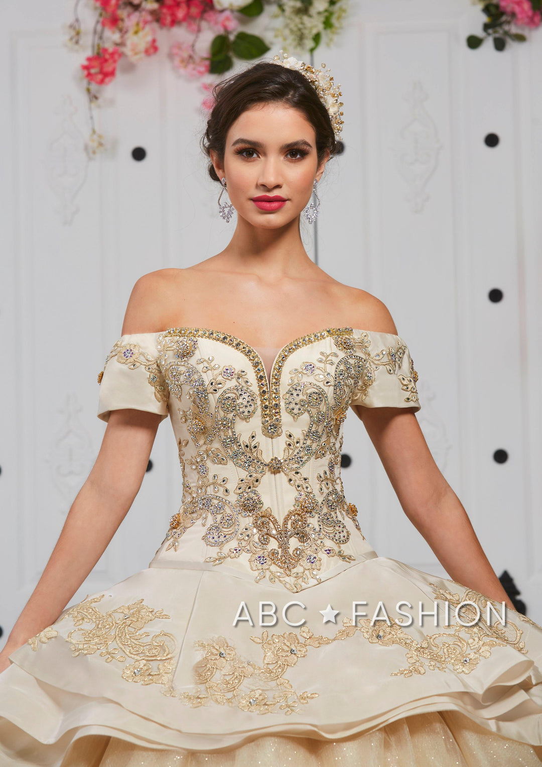 3-Piece Beaded Off Shoulder Quinceanera Dress by LA Glitter 24052-Quinceanera Dresses-ABC Fashion