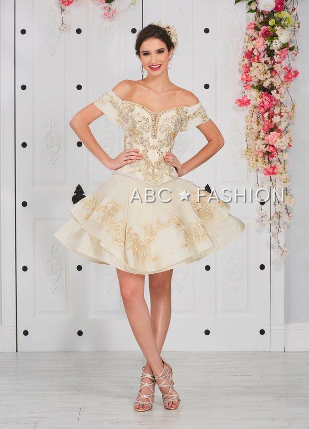 3-Piece Beaded Off Shoulder Quinceanera Dress by LA Glitter 24052-Quinceanera Dresses-ABC Fashion