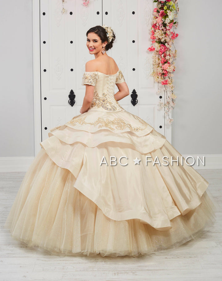 3-Piece Beaded Off Shoulder Quinceanera Dress by LA Glitter 24052-Quinceanera Dresses-ABC Fashion