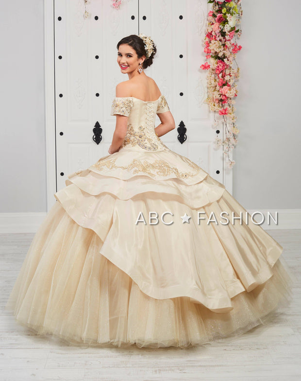 3-Piece Beaded Off Shoulder Quinceanera Dress by LA Glitter 24052-Quinceanera Dresses-ABC Fashion