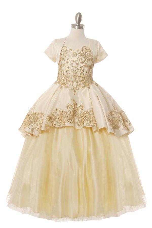 3 Piece Girls Embroidered Ball Gown with Detachable Skirt-Girls Formal Dresses-ABC Fashion