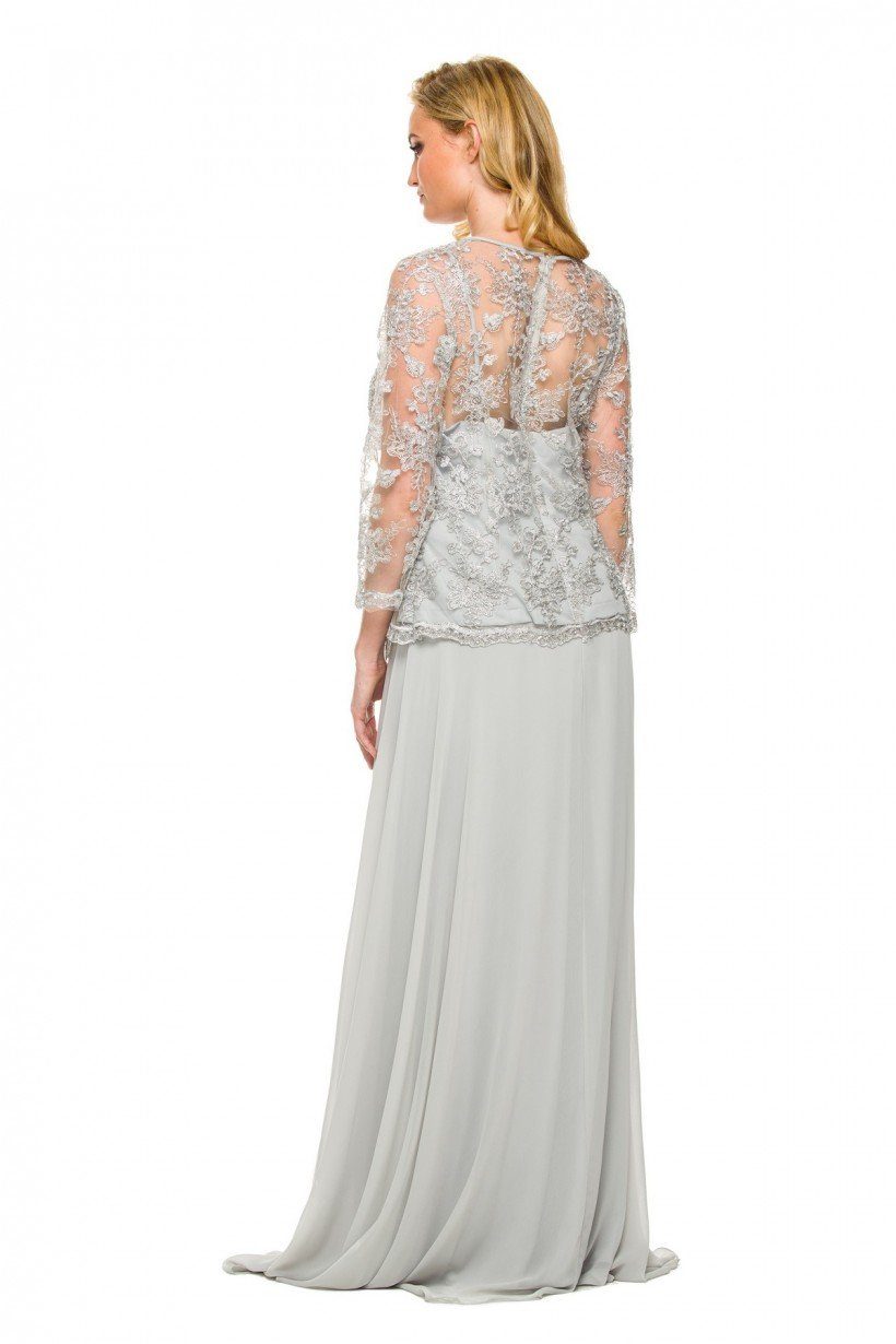 3/4 Length Sleeve Embroidered Illusion Dress by Nox Anabel 5096