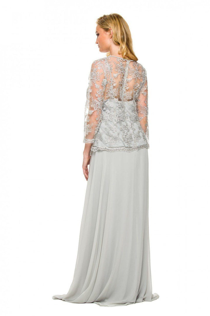 3/4 Length Sleeve Embroidered Illusion Dress by Nox Anabel 5096
